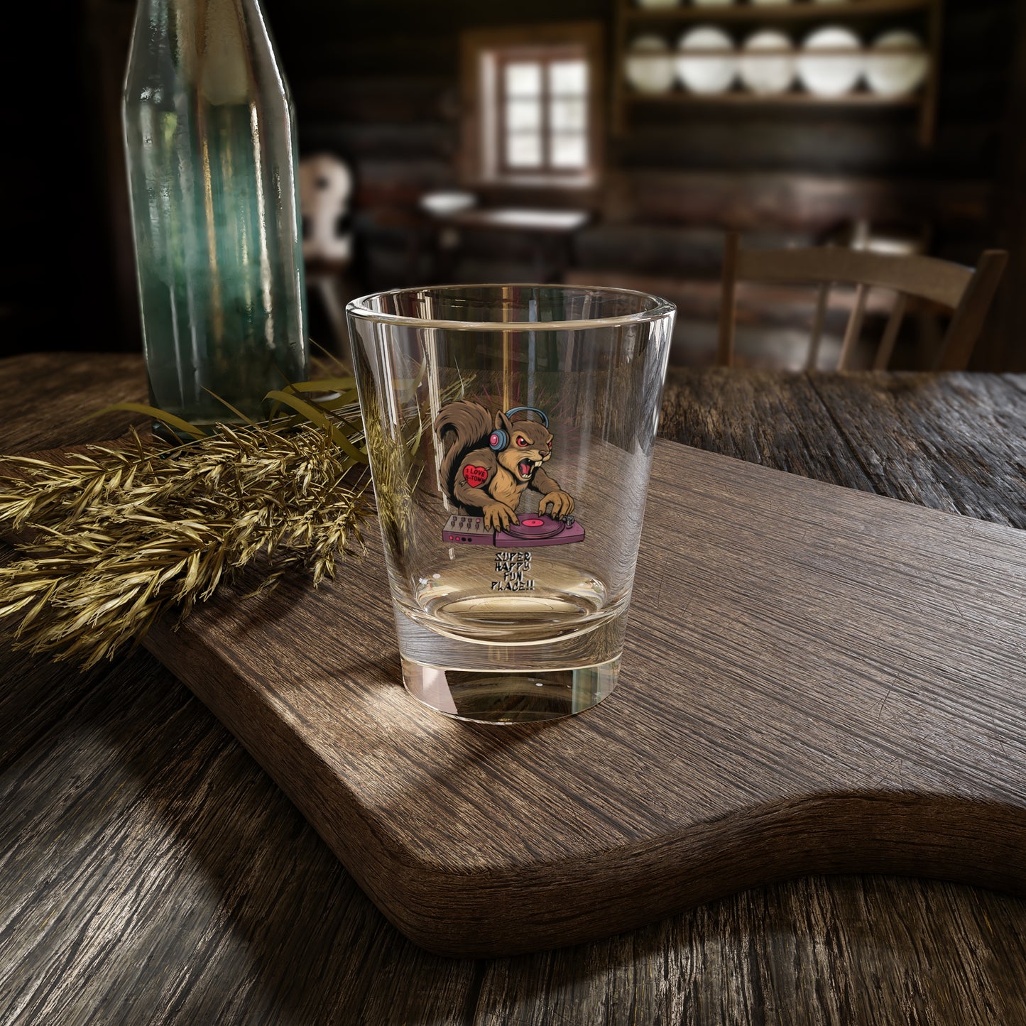 DJ Squirrel Super Happy Fun Place!! Collector Shot Glass