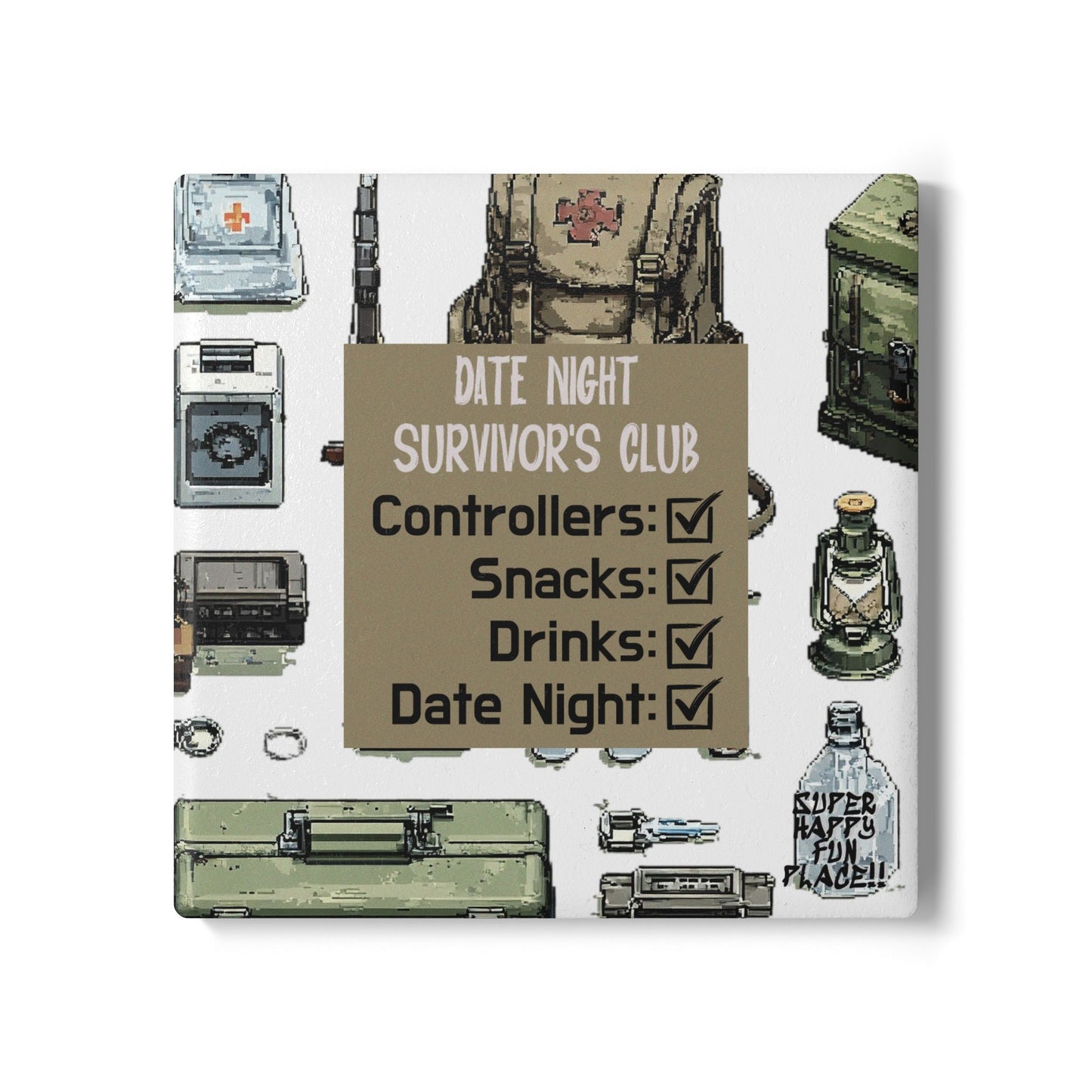Date Night Survivor's Club Ceramic Coaster