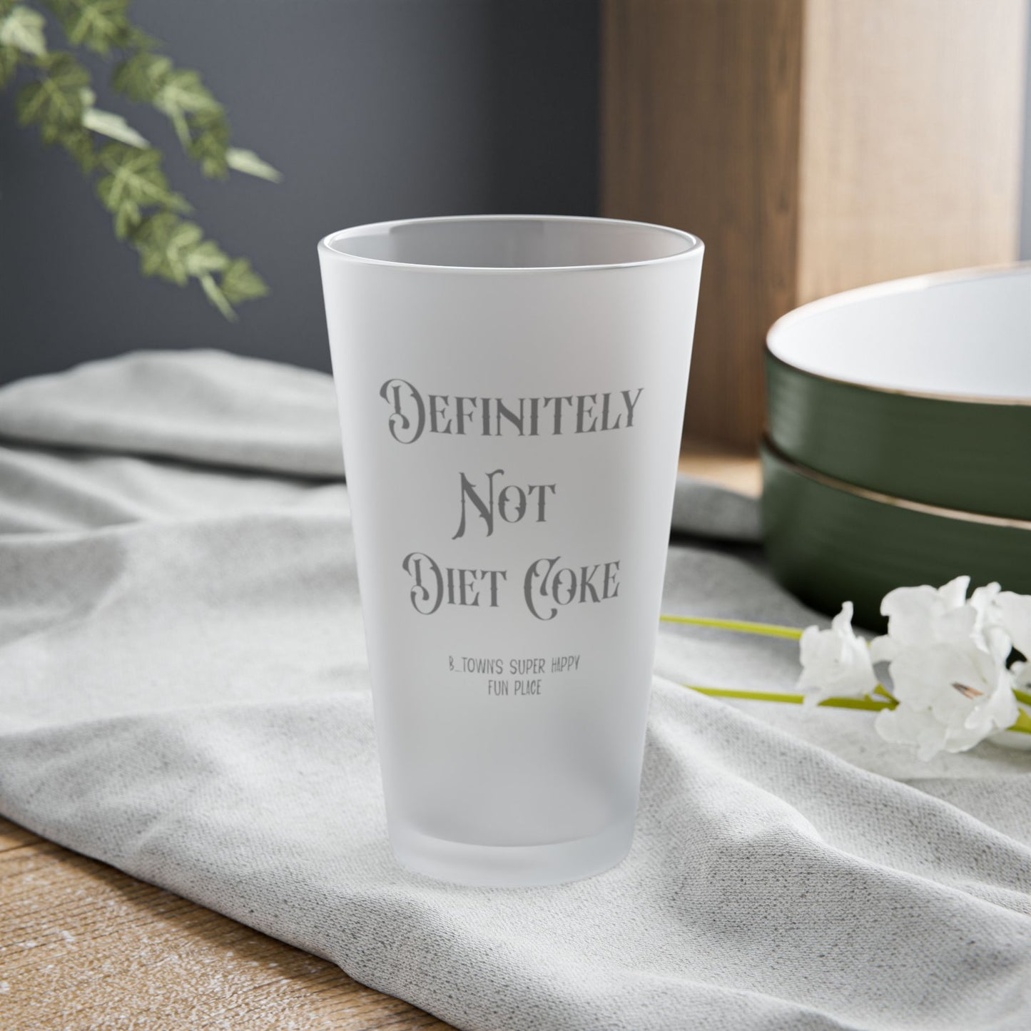 Def Not Diet Coke Frosted 16oz Pint Glass