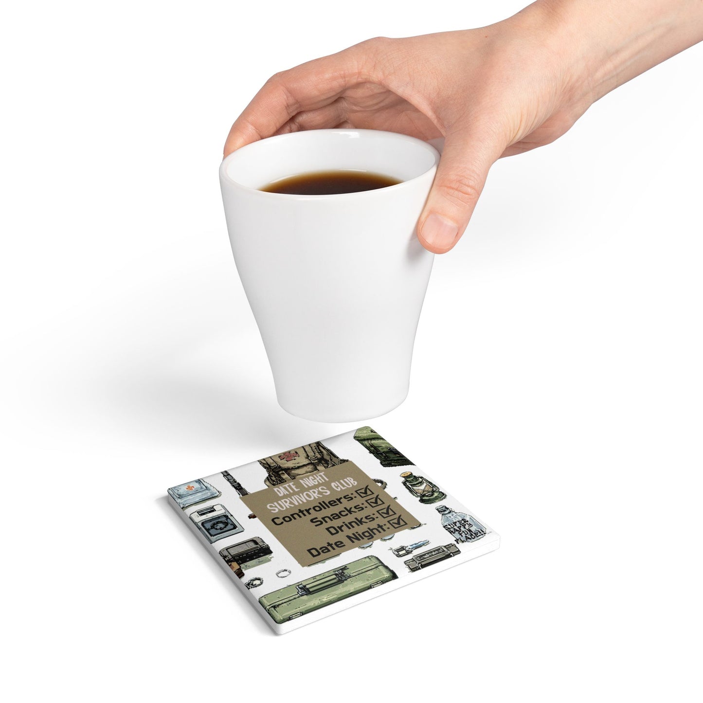 Date Night Survivor's Club Ceramic Coaster