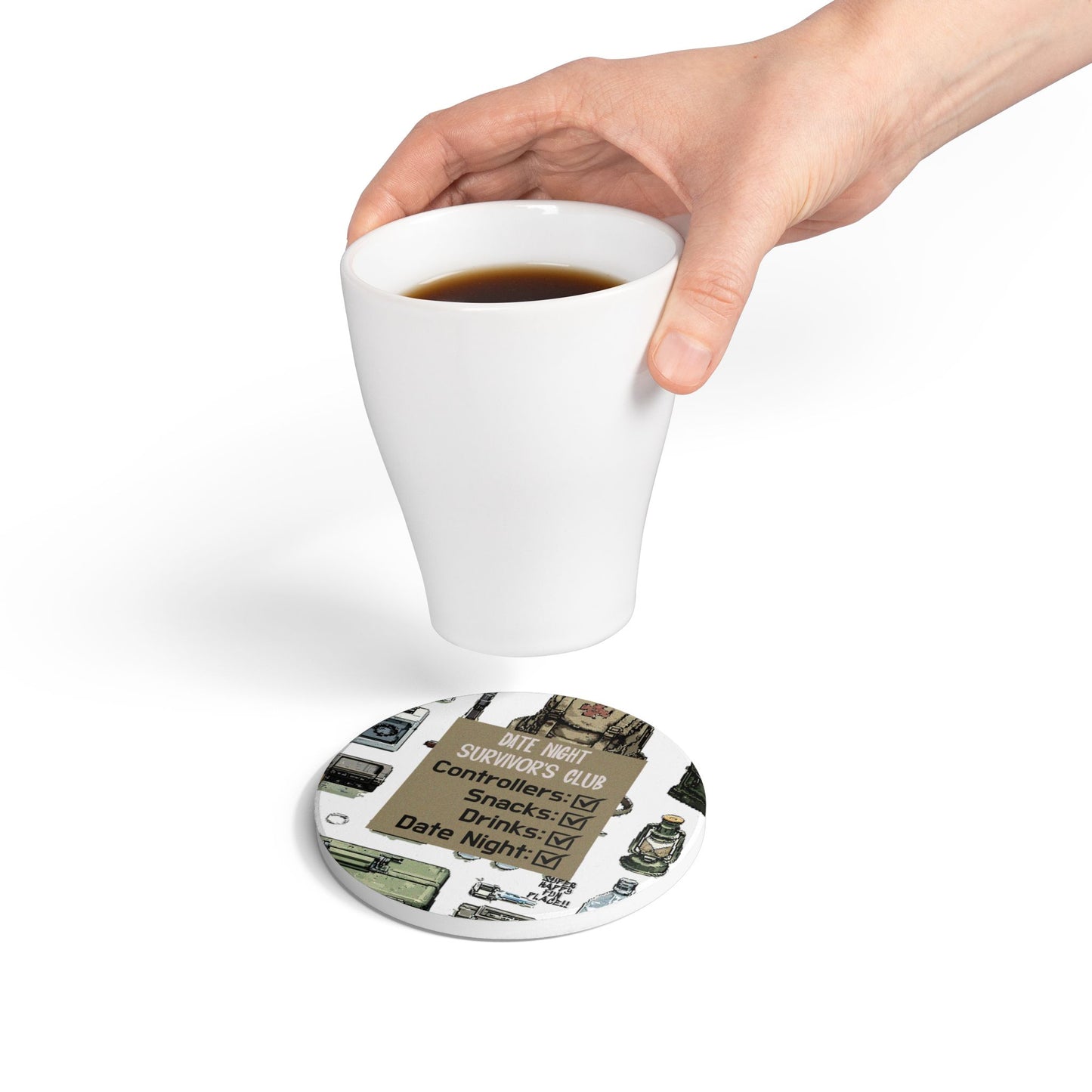 Date Night Survivor's Club Ceramic Coaster