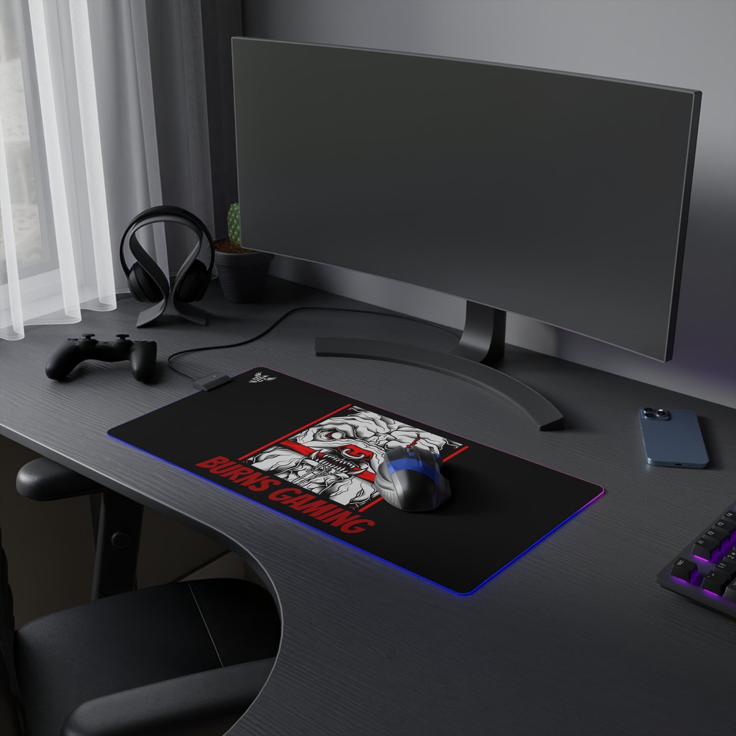 LED Burns Gaming Desk Mat