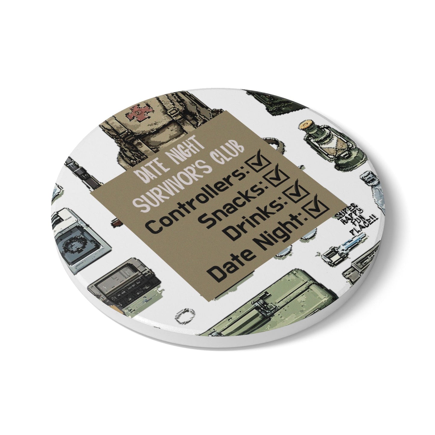 Date Night Survivor's Club Ceramic Coaster