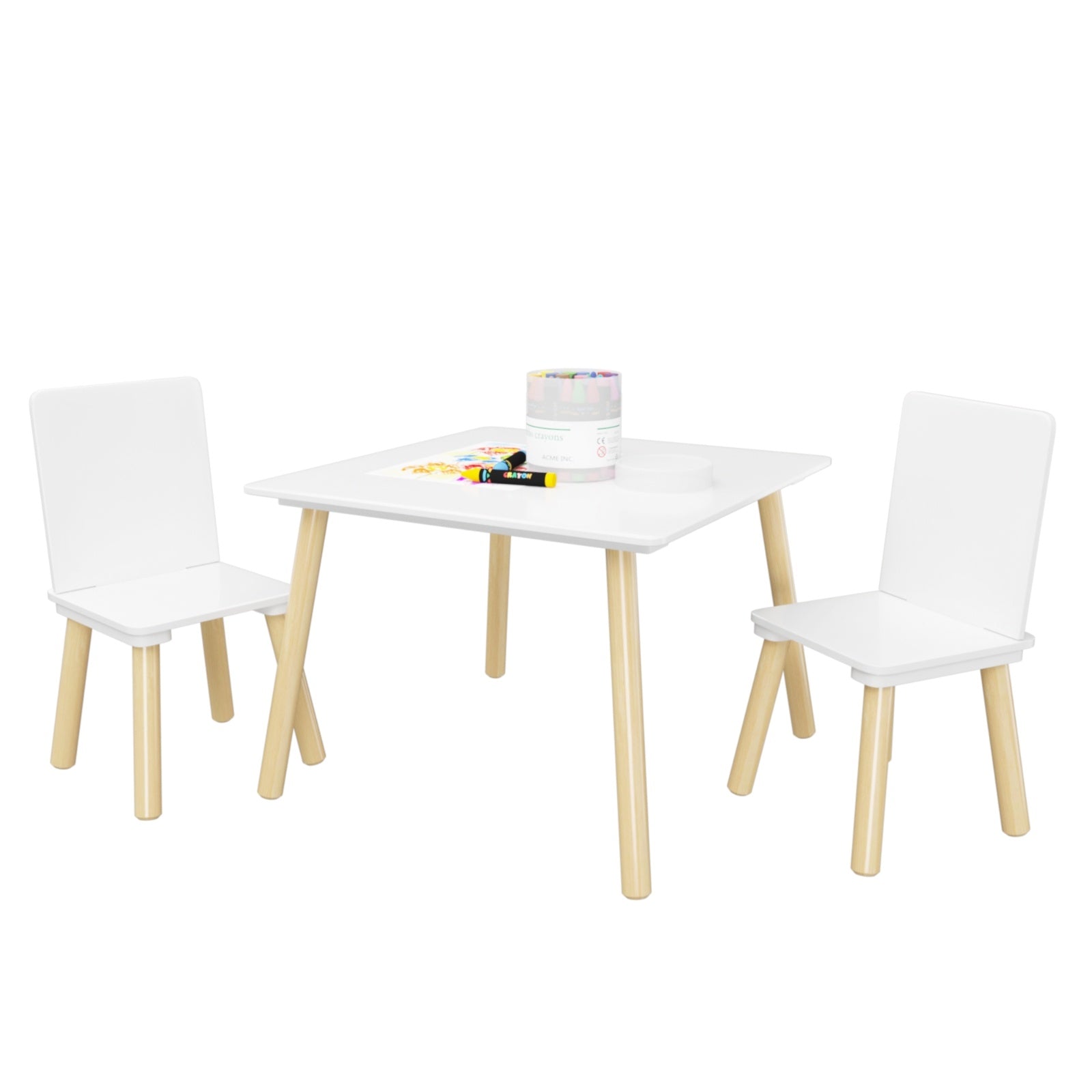 3 Piece Wooden Toddler Table And Chair Set