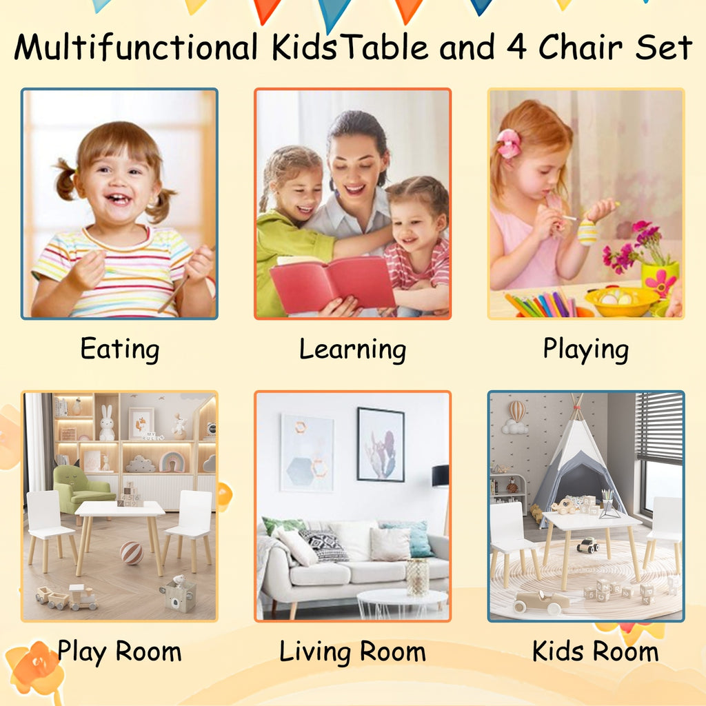 3 Piece Wooden Toddler Table And Chair Set