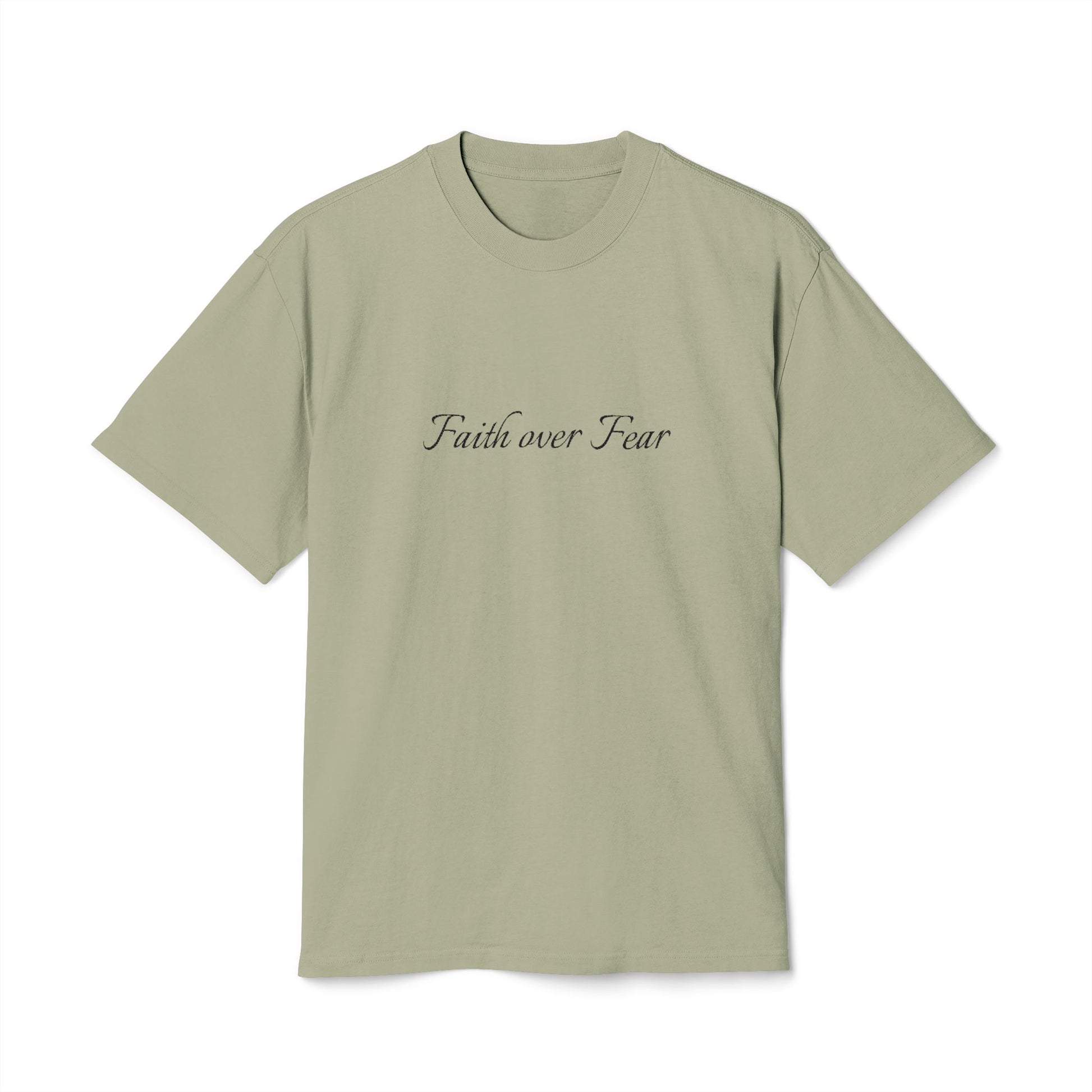 Faith Over Fear Embroidered Unisex Heavy Faded Tee