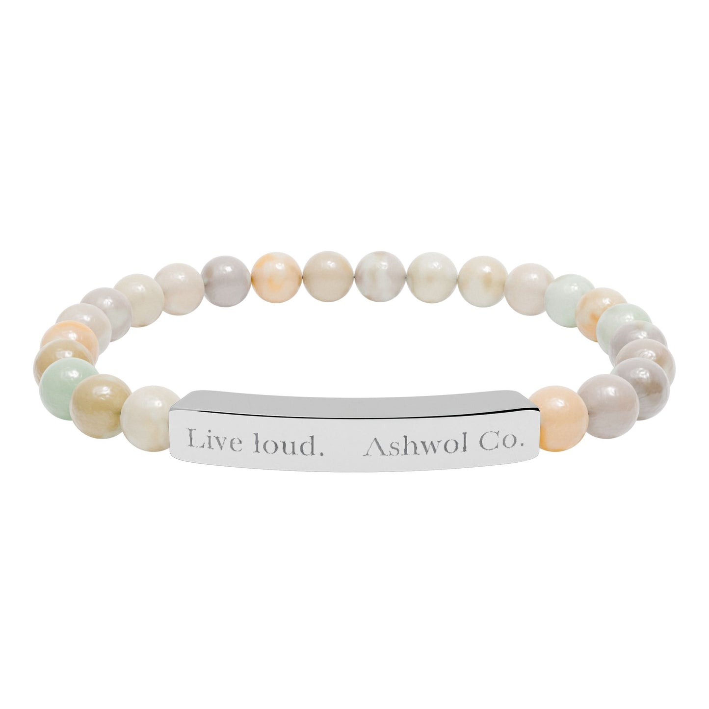 Ashwol Official Engraved Live Loud Natural Stone Bracelet