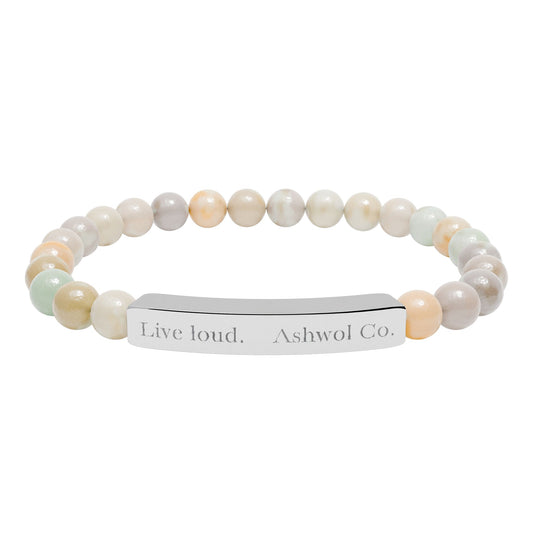 Ashwol Official Engraved Live Loud Natural Stone Bracelet