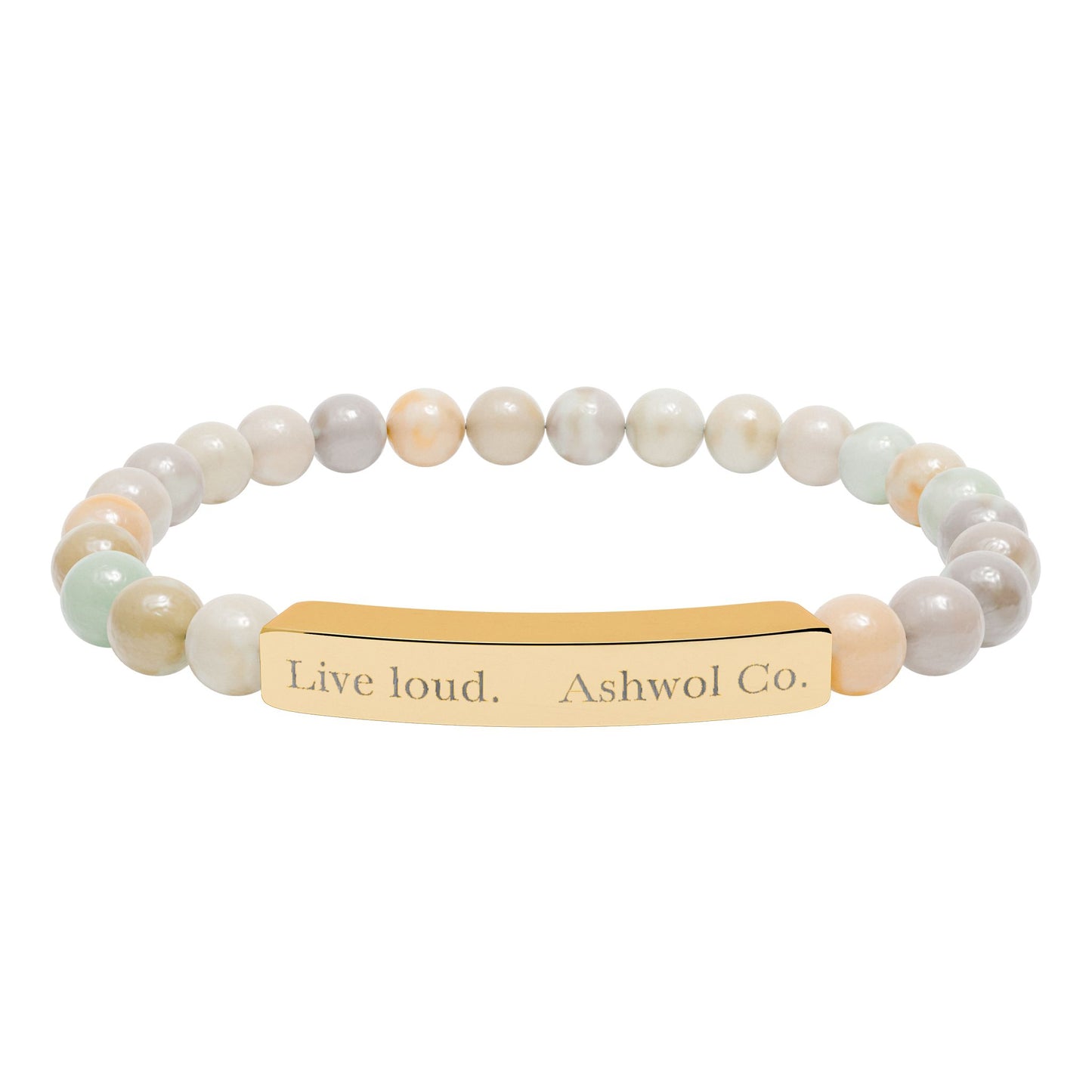 Ashwol Official Engraved Live Loud Natural Stone Bracelet