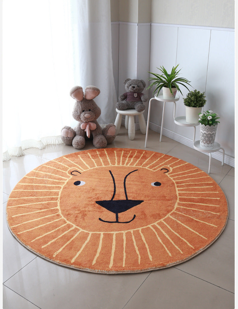 Large Round Lion Rug Alphabet Variant