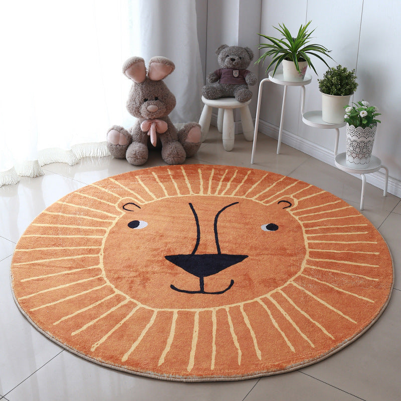 Large Round Lion Rug Alphabet Variant