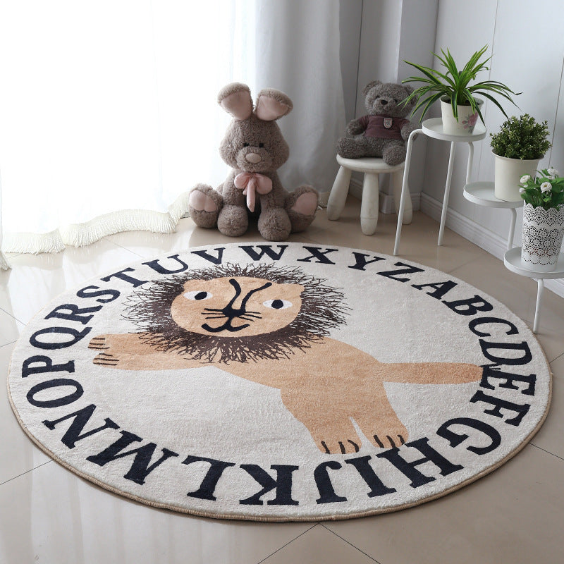 Large Round Lion Rug Alphabet Variant