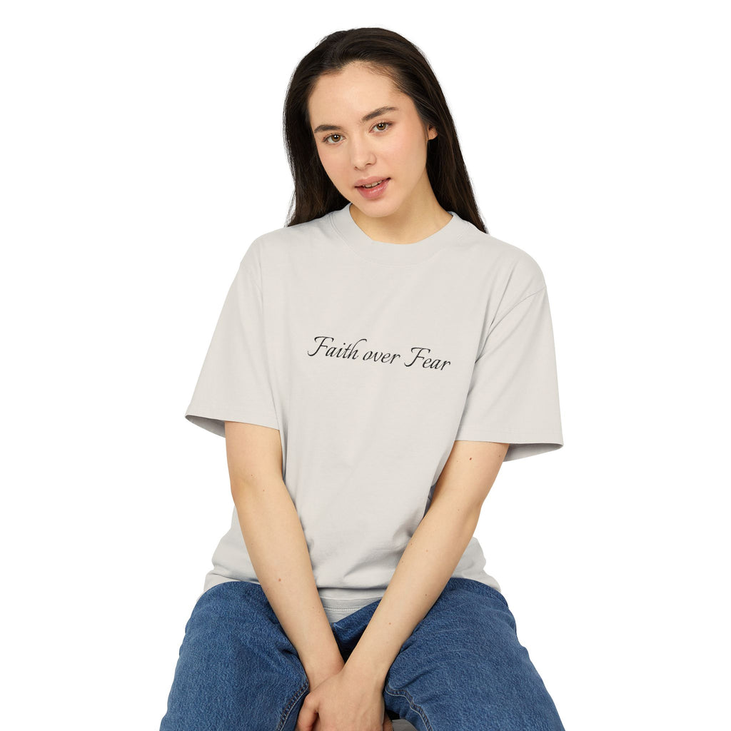 Faith Over Fear Embroidered Unisex Heavy Faded Tee