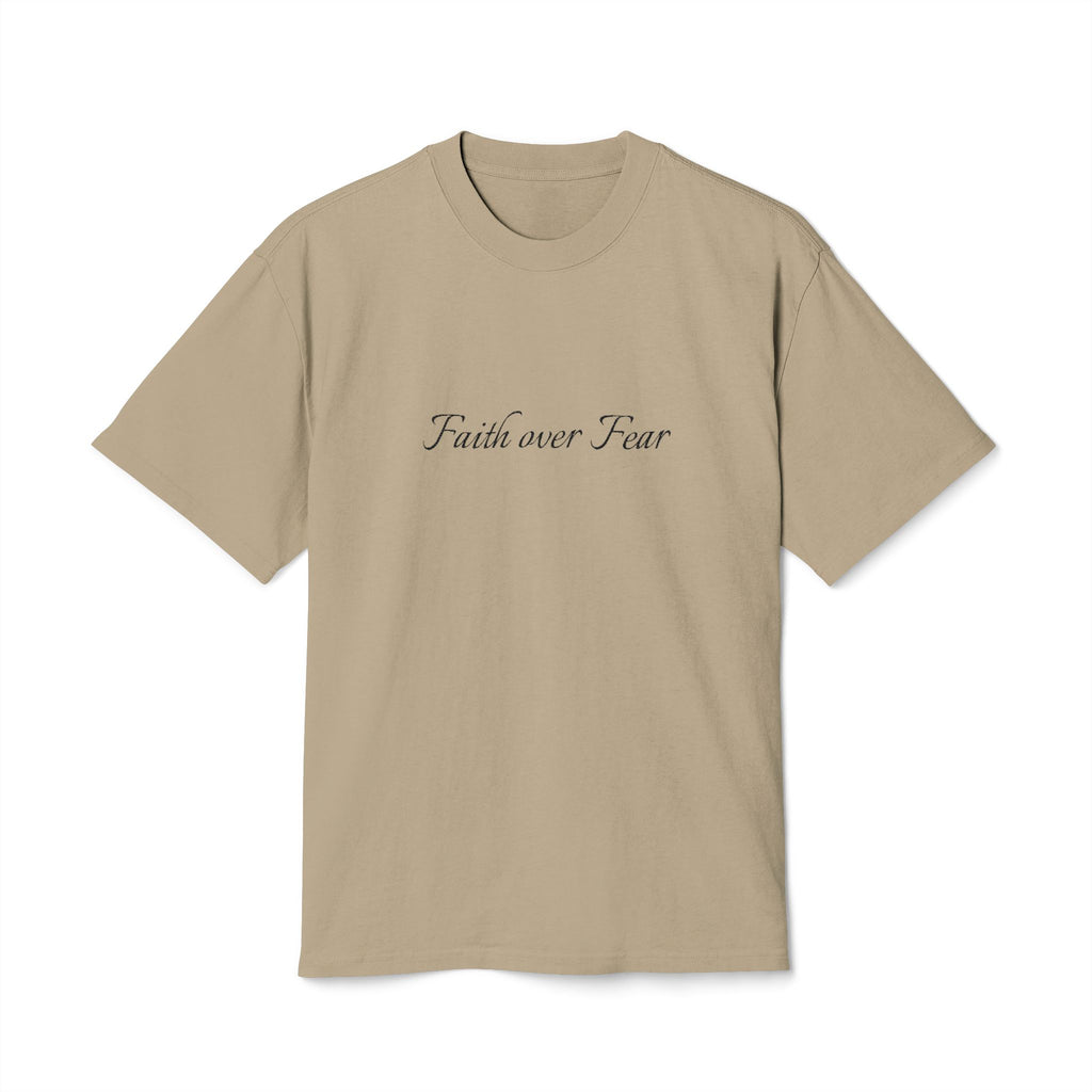 Faith Over Fear Embroidered Unisex Heavy Faded Tee