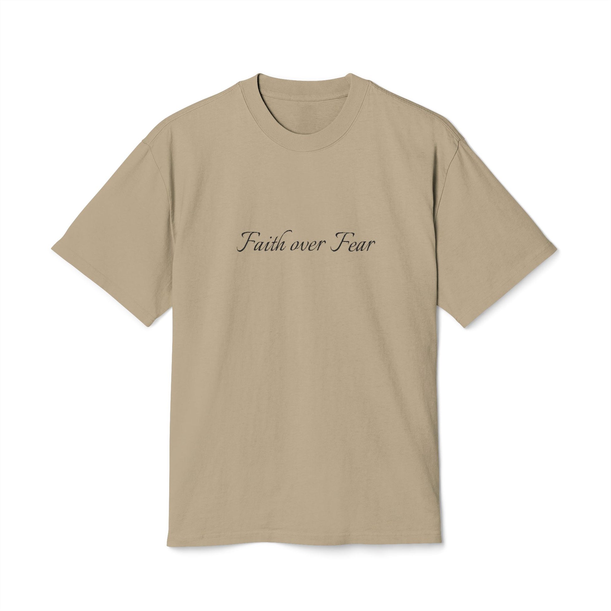 Faith Over Fear Embroidered Unisex Heavy Faded Tee