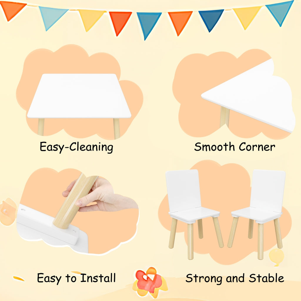 3 Piece Wooden Toddler Table And Chair Set