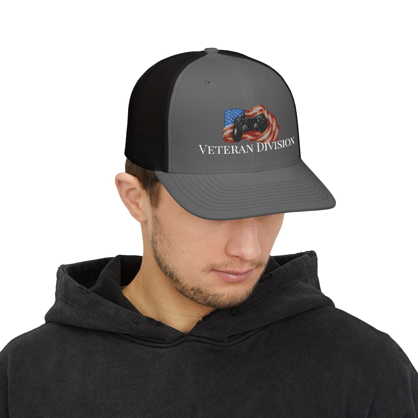 Veteran Division Embroidered Snapback Trucker Cap