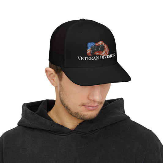 Veteran Division Embroidered Snapback Trucker Cap