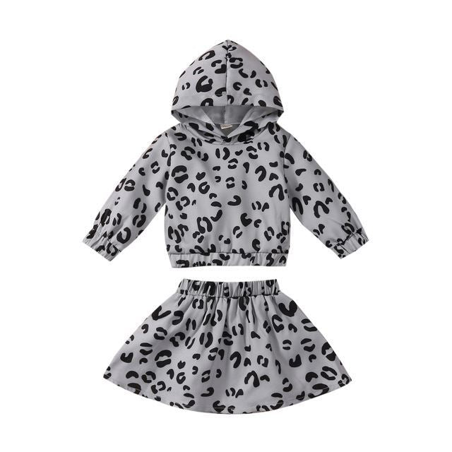 Toddler Cheetah Skirt and Sweatshirt Set
