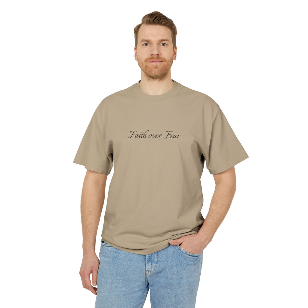 Faith Over Fear Embroidered Unisex Heavy Faded Tee