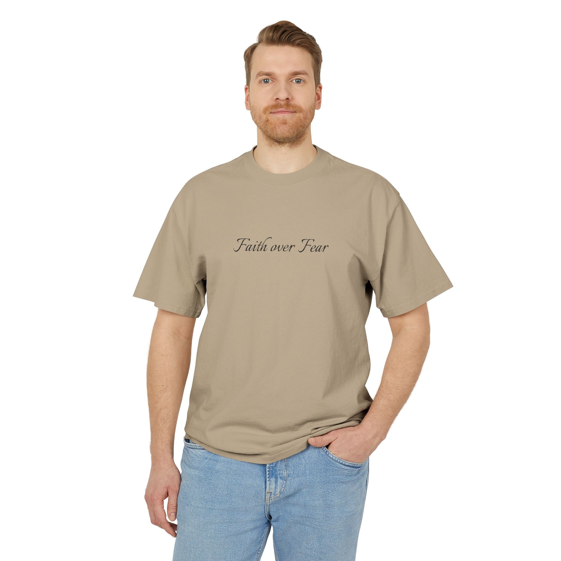 Faith Over Fear Embroidered Unisex Heavy Faded Tee