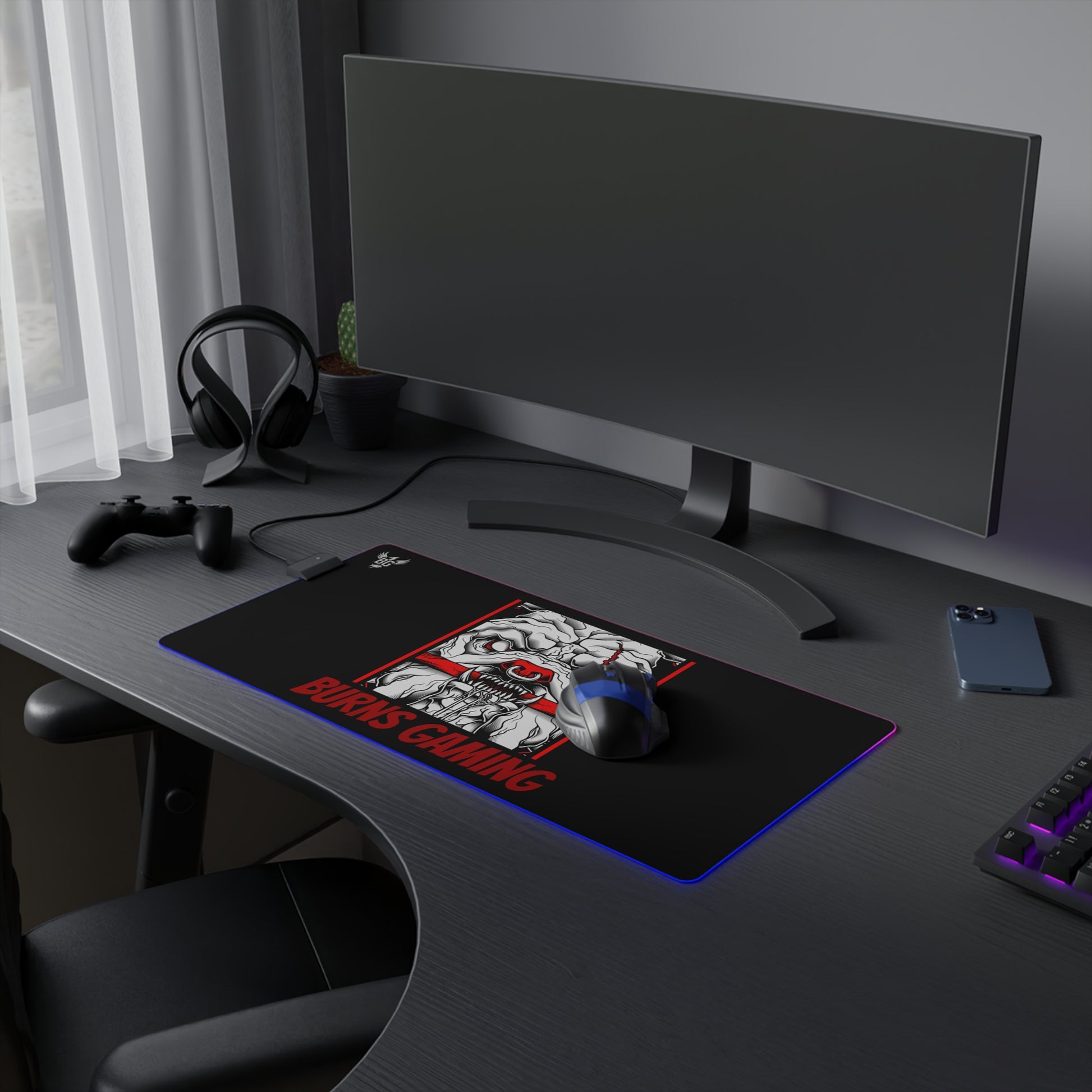 LED Burns Gaming Desk Mat