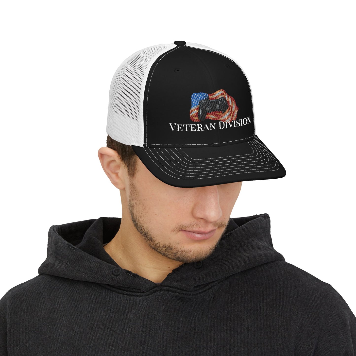 Veteran Division Embroidered Snapback Trucker Cap