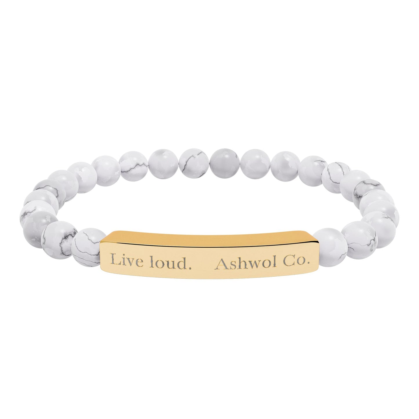 Ashwol Official Engraved Live Loud Natural Stone Bracelet