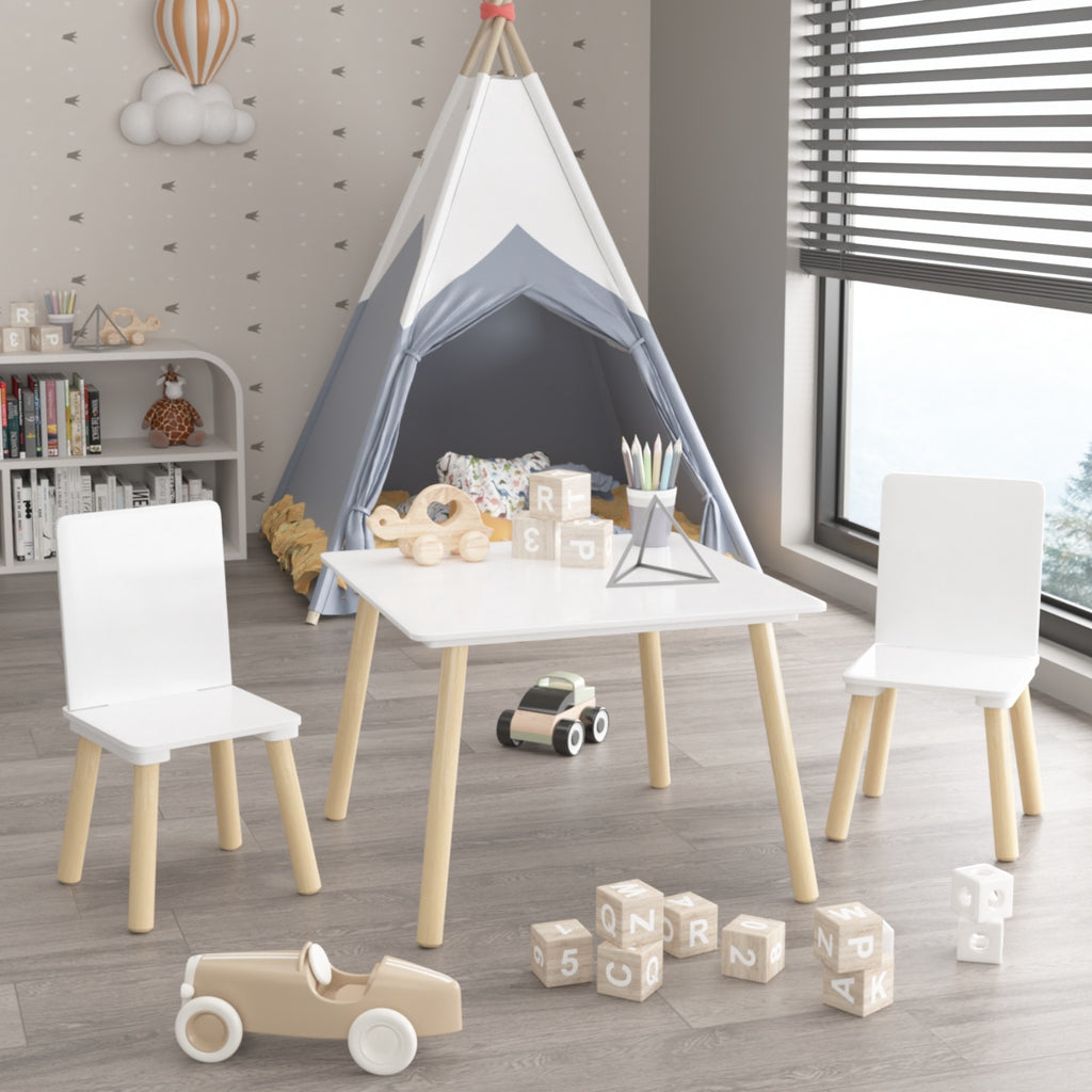 3 Piece Wooden Toddler Table And Chair Set
